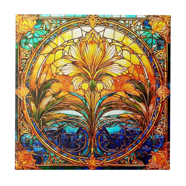 Keramik Tile im Jugendstil Fliese (Vorderseite)