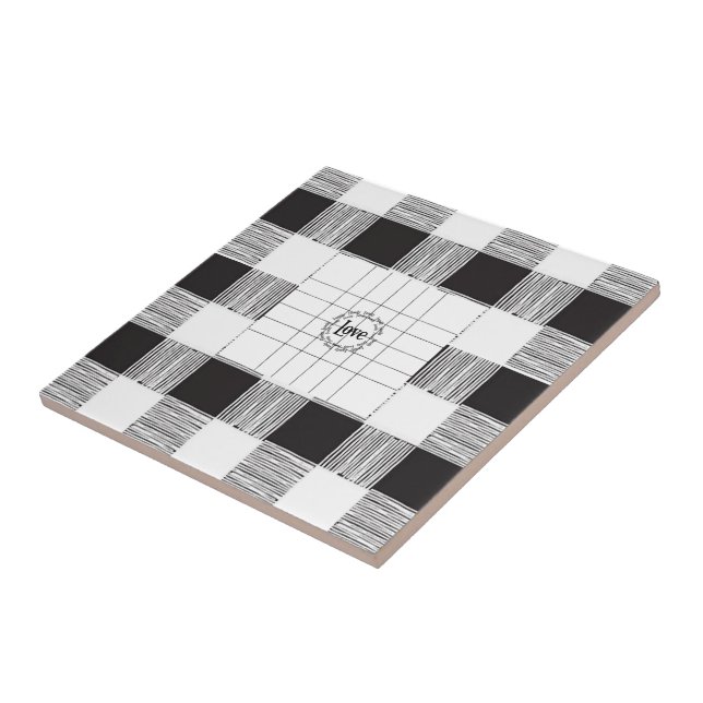 Keramik Tile Karierte Liebe Weiß und Schwarz Fliese (Seite)
