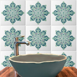 Keramik Tile Medallion mit leichten Grüntönen und  Fliese