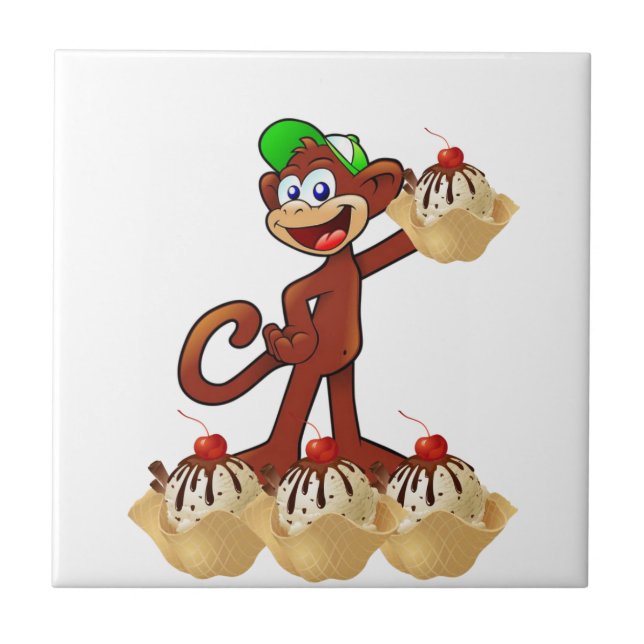 Keramik Tile Monkey Ice Creme Fliese (Vorderseite)