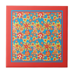 Keramik Tile: Muster der Ditzy Orange-Blume Fliese