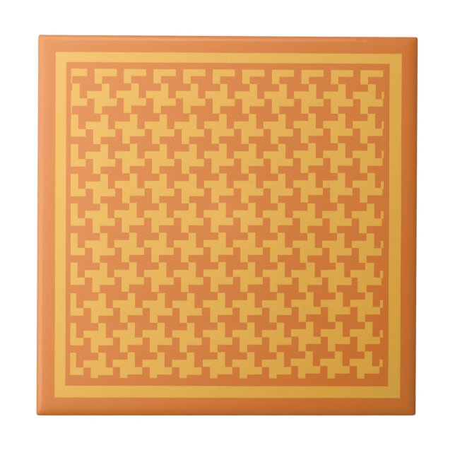 Keramik Tile, Orange Dogstooth Karo Fliese (Vorderseite)