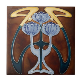 Keramik Tile Peonies Light Blue Blumen Fliese