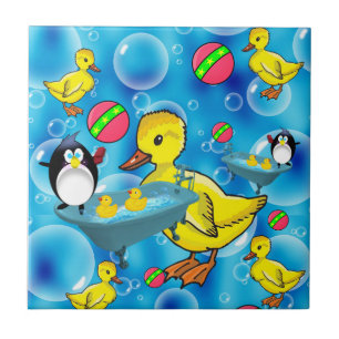 Keramik Tile Pinguin Gelbe Enten Blasen Fliese