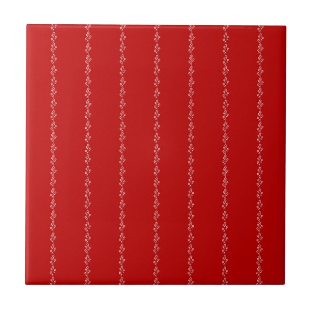 Keramik Tile Red Floral Fliese (Vorderseite)