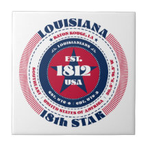 Keramik Tile Rot, Weiß und Blau Louisiana