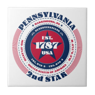 Keramik Tile Rot, Weiß und Blau Pennsylvania Fliese