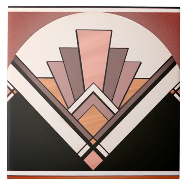 Keramik Tile - Sangria Art Deco Fan Design Fliese (Vorderseite)