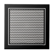 Keramik Tile, Schwarz-Weiß-Zickzack Muster