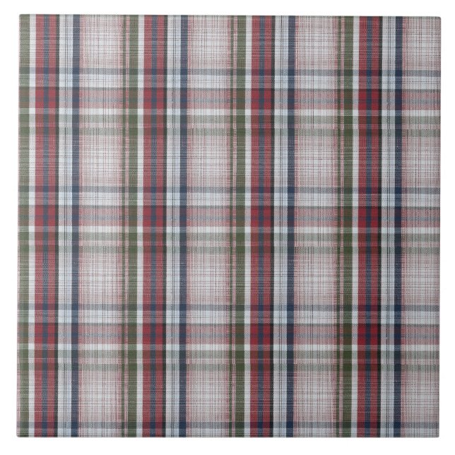 Keramik Tile - Scottish Tartan Red Blue Green Fliese (Vorderseite)