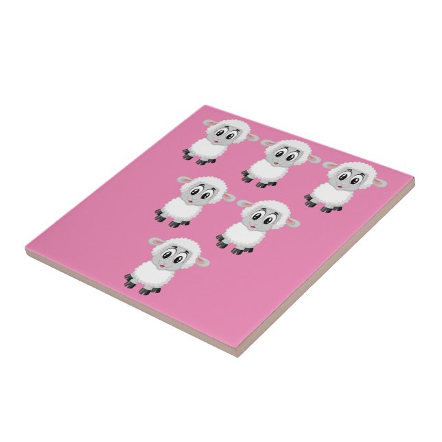 Keramik Tile Sheep Pink Fliese (Seite)