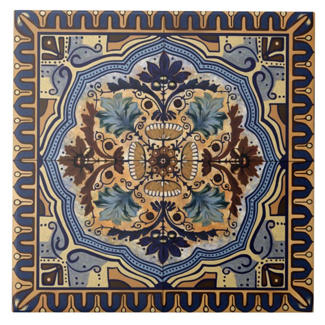 Keramik Tile - Traditionelle italienische Blues un Fliese (Vorderseite)