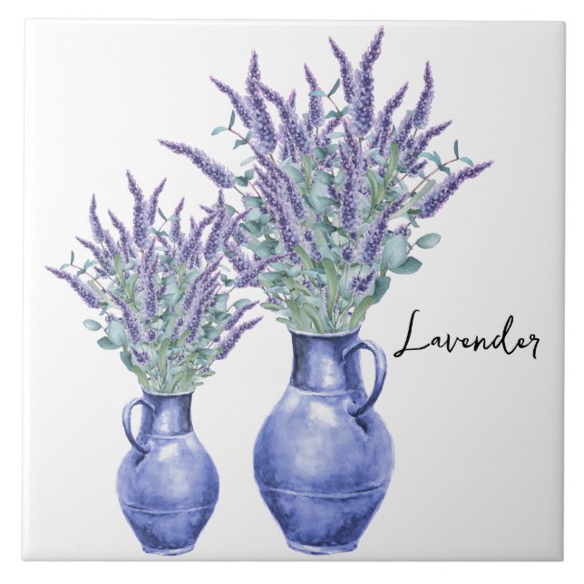 Keramik Tile/Trivet-Floral Lavendel Fliese (Vorderseite)