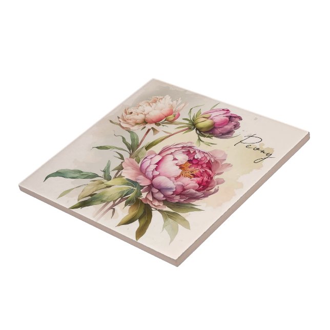 Keramik Tile/Trivet-Floral Peony Fliese (Seite)