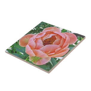 KERAMIK TILE/TRIVET MIT PINKSPRITZE FLIESE