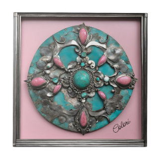 Keramik Tile Verdigris und Pink Fliese