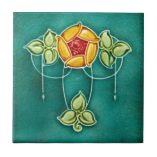 Keramik Tile - Vintage Blumenpraxis Jugendstil Fliese