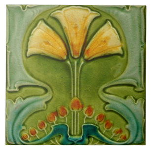 Keramik Tile - Vintager Blumengarten Jugendstil Fliese