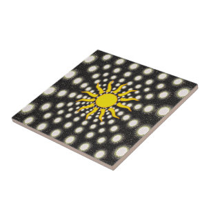 Keramik Tile Weiß und Schwarz Circle Sun Fliese