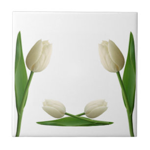 Keramik Tile White Tulips Floral Fliese