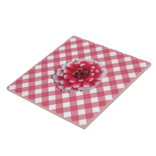 Keramik Tile - zweifarbiges Zinnia auf Gitter Fliese