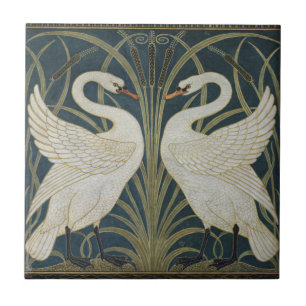 Keramik Tiles - Jugendstil-Schwäne Fliese