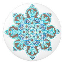 Keramik Turquoise und braune Medaillons