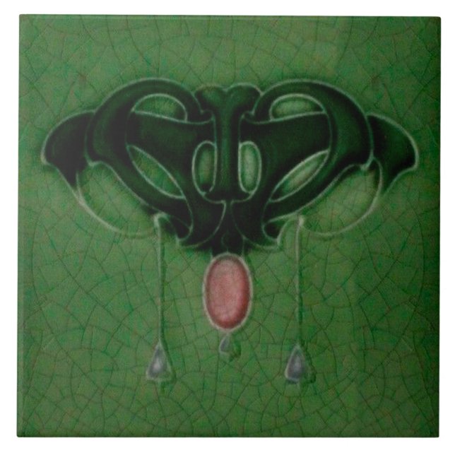 Keramik Wandfliesenkamin Jugendstil Fliese (Vorderseite)