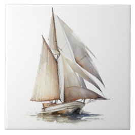 Keramik Wasserfarbe Sailboat Tile Fliese