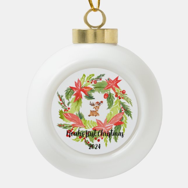 Keramik Weihnachtsschmuck Keramik Kugel-Ornament (Vorderseite)
