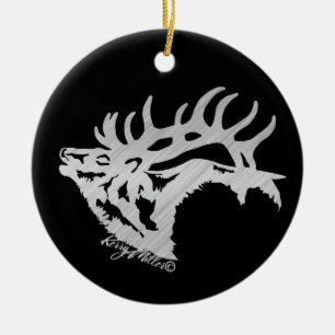 Keramik-Weihnachtsschmuck röhrender Bullen-Elch Keramik Ornament