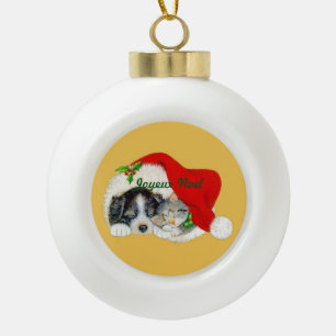 Keramik Weihnachtsschmuck Welpe und Kitten Kugel-Ornament