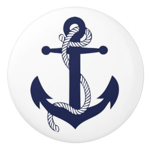 Keramik Zeichn/Türknopf - Nautischer Anker & Seil Keramikknauf