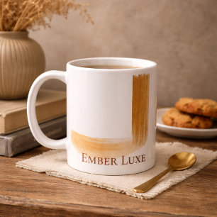 Keramikbecher mit gebürstetem Luxus-Goldstreifen Kaffeetasse