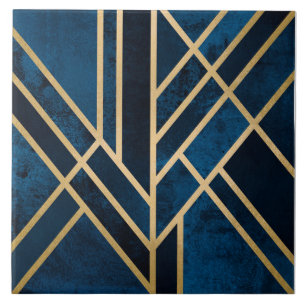 Keramikfliese - Art Deco Blau Gold