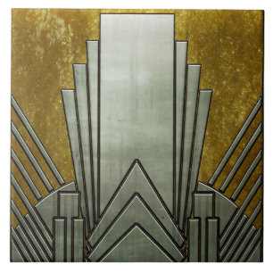 Keramikfliese - Art Deco Grau und Gold