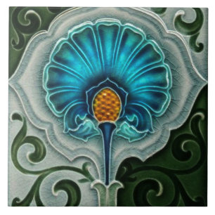 Keramikfliese - Art Nouveau Blau Grün Gelb