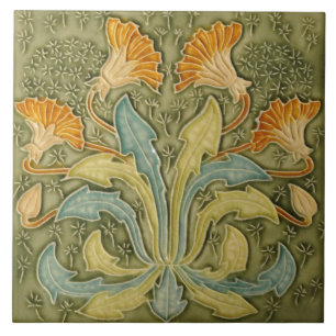 Keramikfliese - Art Nouveau Löwenzahnblumen