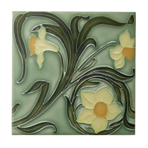 Keramikfliese - Art Nouveau Narzissen
