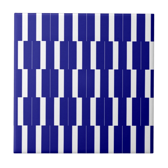 Keramikfliese Blau-Weiß gestreift (Vorderseite)