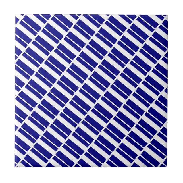 Keramikfliese Blau-Weiß gestreift (Vorderseite)