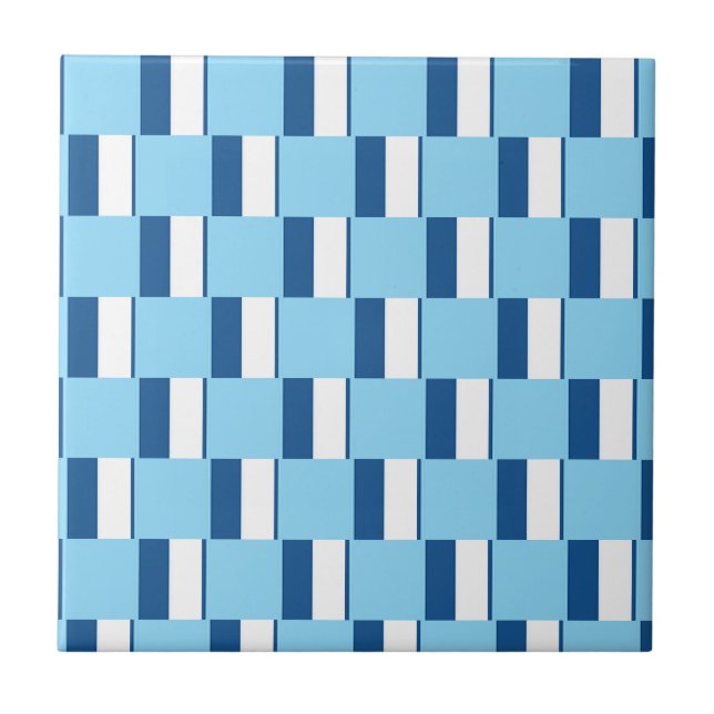 Keramikfliese Blau-Weiß gestreift (Vorderseite)