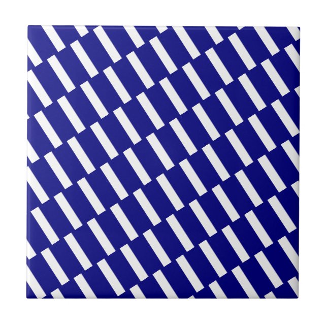 Keramikfliese Blau-Weiß gestreift (Vorderseite)