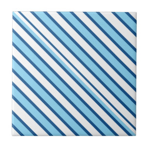 Keramikfliese Blau-Weiß gestreift