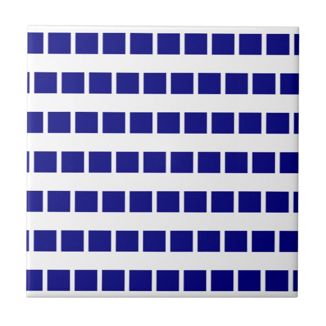Keramikfliese Blau-Weiß gestreift kariert (Vorderseite)