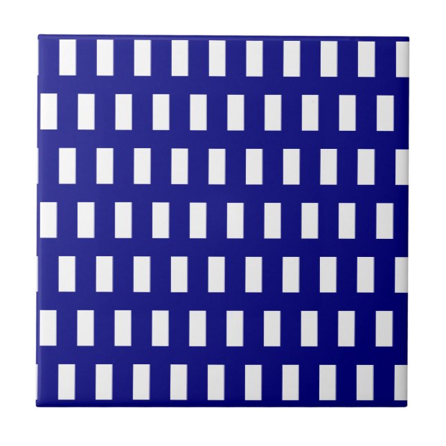 Keramikfliese Blau-Weiß gestreift kariert (Vorderseite)