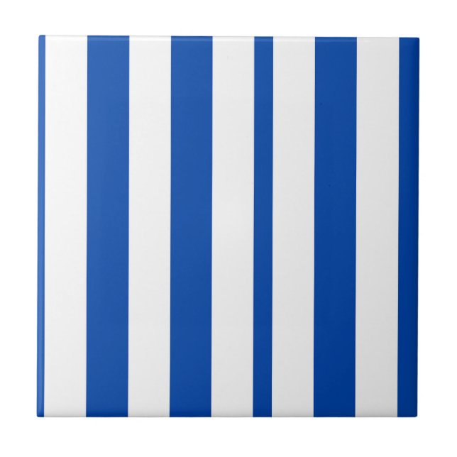 Keramikfliese Blau-Weiß gestreift quadratisch (Vorderseite)