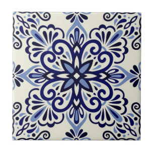 Keramikfliese - Blaue/Weiße Azulejo-Fliese