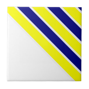 Keramikfliese Gelb & Blau Weiß gestreift Quadratis