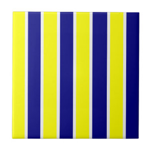 Keramikfliese Gelb & Blau Weiß gestreift Quadratis